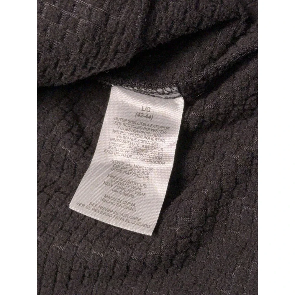 Free Country Men’s Full Zip Fleece Jacket w/ Zip Pockets Black L